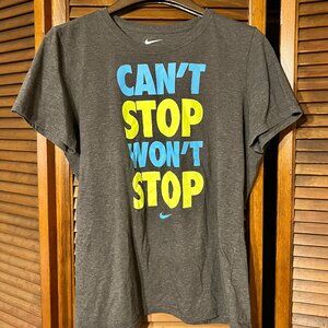 NIKE Graphic T Shirt Mens XL Gray Cant Stop Wont Stop Athletic Tee